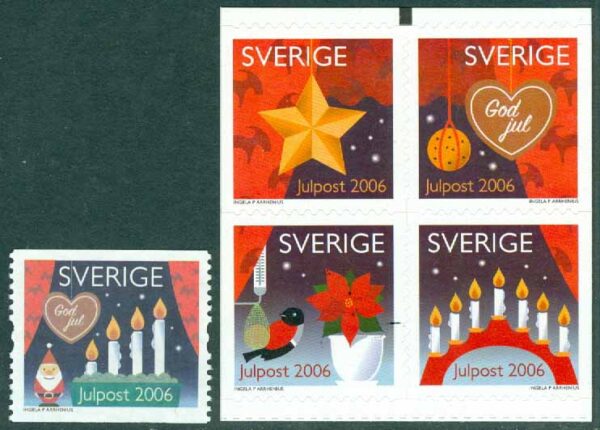 Sverige - F 2573-2577 Julpost - Inrikes julpost 2006, 5 kpl **