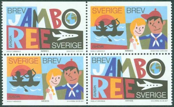 Sverige - F 2593-2594 Europa 2007. Scouting, 4-block kpl **