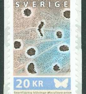 Sverige – F 2599 Fjäriln vingad, Svartfläckig blåvinge, 20 kr **