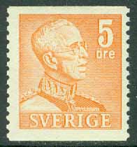 Sverige – F  272 Gustaf V profil höger, typ II. 5 öre orange **