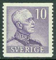 Sverige – F  273A Gustaf V profil höger, typ II. 10 öre violett **