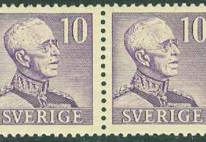 Sverige – F  273BB Gustaf V profil höger, typ II. Par 10 öre violett **