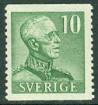 Sverige – F  274A Gustaf V profil höger, typ II. 10 öre grön **