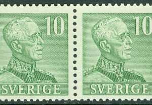 Sverige – F  274BB Gustaf V profil höger, typ II. Par 10 öre grön **