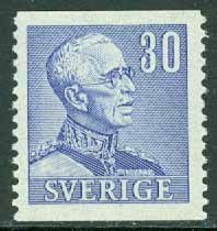 Sverige – F  279 Gustaf V profil höger, typ II. 30 öre ultrmarinblå **
