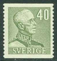 Sverige – F  281 Gustaf V profil höger, typ II. 40 öre olivgrön **