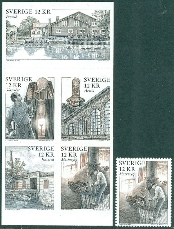 Sverige - F 2824-2828 C Bruksmiljöer, 6 kpl **