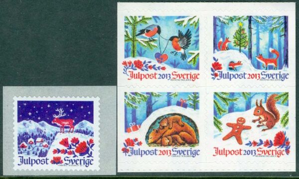 Sverige - F 2972-2976 Inrikes julpost 2013, 5 kpl **