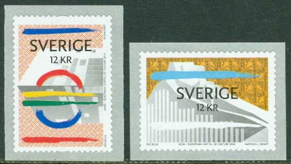 Sverige - F 2991-2992 Umeå - Riga, kulturhuvudstäder 2014, 2 kpl **