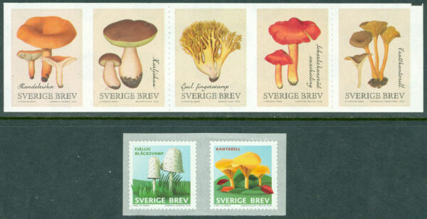 Sverige - F 3074-3080 Svampar, 7 kpl **
