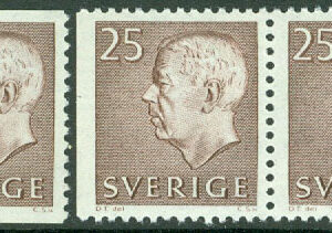 Sverige – F  420 A + BB Gustaf VI Adolf, typ III, 25 öre brun 3 kpl **