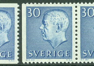 Sverige – F  421 A+BB Gustaf VI Adolf, typ III, 30 öre blå 3 kpl **