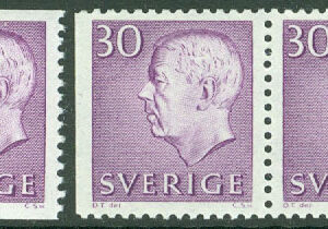 Sverige – F  422 A + BB Gustaf VI Adolf, typ III, 30 öre violett 3 kpl **