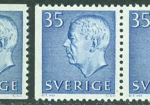 Sverige – F  425A+BB Gustaf VI Adolf, typ III, 35 öre blå 3 kpl **
