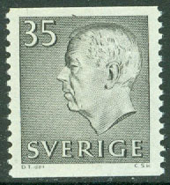 Sverige – F  426 Gustaf VI Adolf, typ III, 35 öre grå **