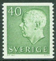 Sverige – F  427 Gustaf VI Adolf, typ III, 40 öre grön **