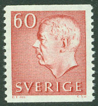 Sverige – F  434 Gustaf VI Adolf, typ III, 60 öre röd **