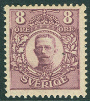 Sverige – F   81 Gustaf V i medaljong, 8 öre **