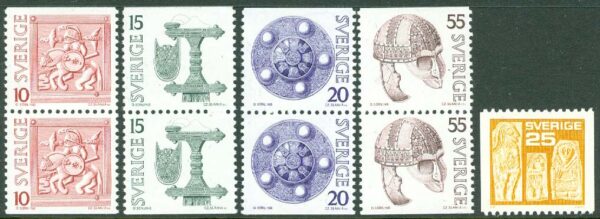 Sverige - F  911-915 v2 Vendeltid, 9 kpl **