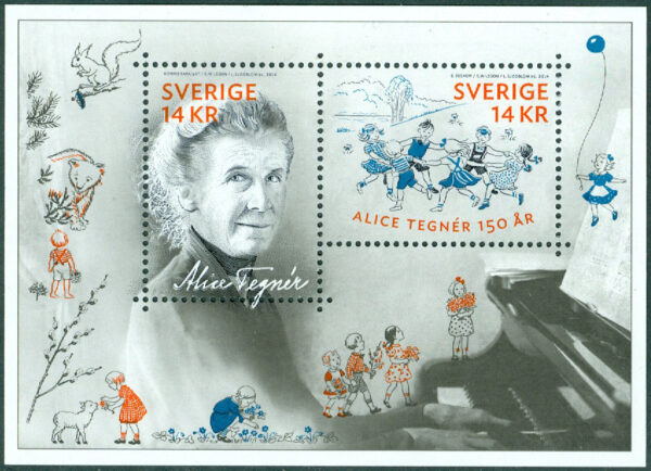 Sverige - F 3027-3028 (BL 42) Alice Tegnér 150 år, block kpl **