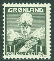 Grönland – F    1 II Christian X, 1 öre **