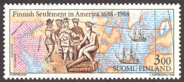 Finland - F 1049 Finska bosättningar i Amerika 1638-1988, 1 kpl **