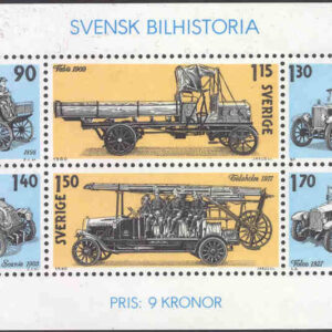Sverige – F 1135-1140 (Bl 6) Svensk bilhistoria, block kpl **