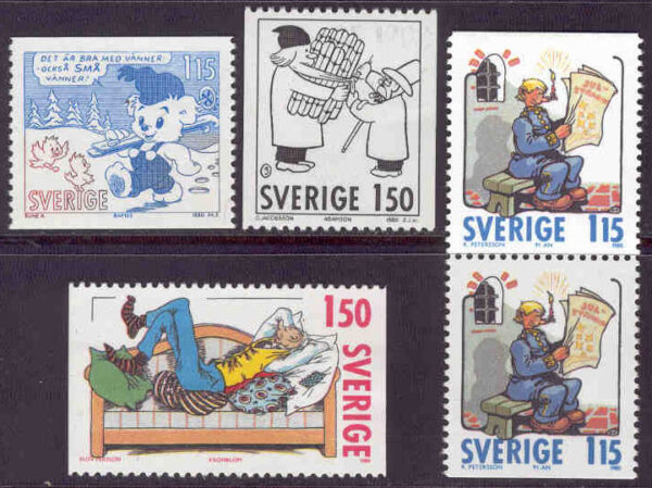 Sverige - F 1141-1144 Svenska serier, 5 kpl **