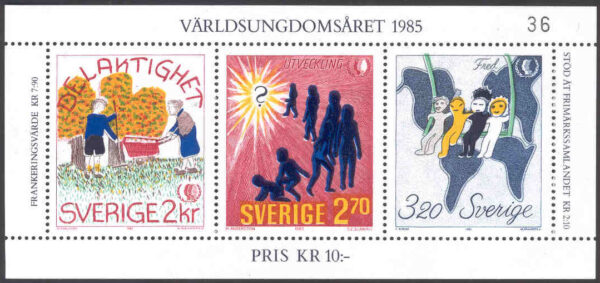 Sverige - F 1366-1368 (BL 11) Världsungdomsåret, block kpl **