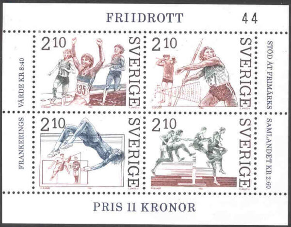 Sverige - F 1420-1423 (Bl 12) Friidrott block kpl**