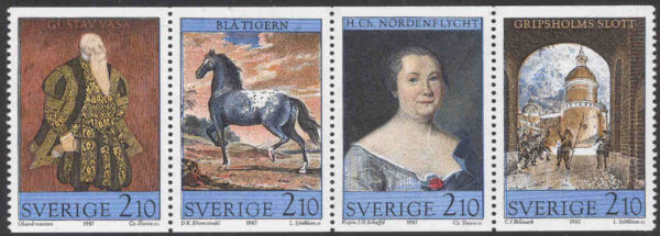 Sverige - F 1463-1466 (HBL) Konst på Gripsholms slott, 4-strip kpl **