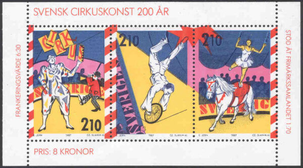 Sverige - F 1467-1469 (HBL) Cirkuskonsten i Sverige 200 år,  block **