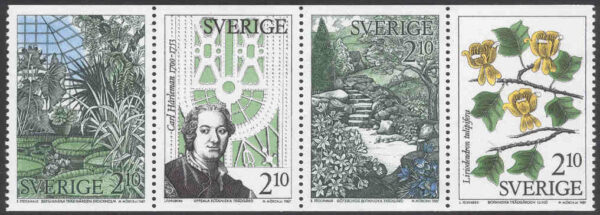 Sverige - F 1470-1473 (HBL) Botaniska trädgårdar, 4-strip kpl **