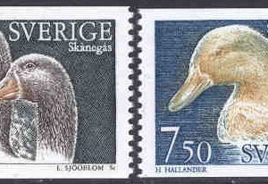 Sverige – F 1898-1899 Lantdjur 3, skånegås, svensk gul anka, 2 kpl **