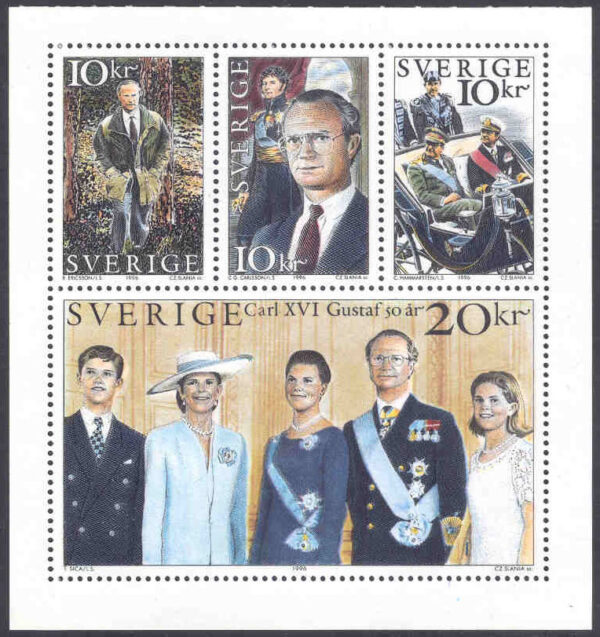 Sverige - F 1956-1959 (HBL) Carl XVI Gustaf 50 år, block kpl **