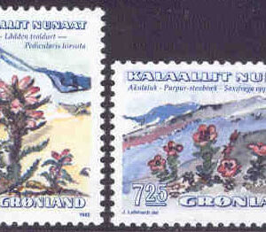 Grönland – F  223-224 Blommor III, fjällspira, purpurbräcka, 2 kpl**