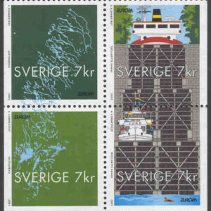 Sverige – F 2245-2248 (HBL) Europa CEPT 2001, Karta och vattenvägar i Sverige, 4-block kpl**