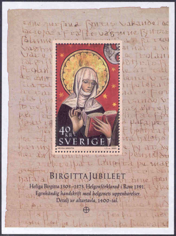 Sverige - F 2377 (BL 15) Birgitta Jubileet 2003, block kpl **