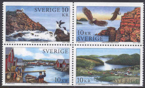 Sverige - F 2472-2475 Världsarvet 6 - Höga kusten, 4-block kpl **