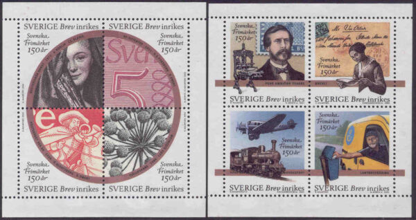 Sverige - F 2491-2498 Svenska frimärket 150 år, 2 st 4-block kpl **