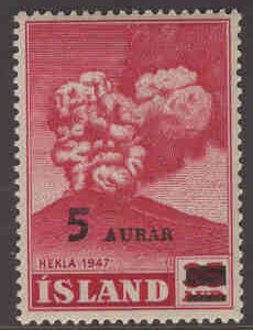 Island – F  326 Hekla Påtryck 5 på 35 öre, 1 kpl **