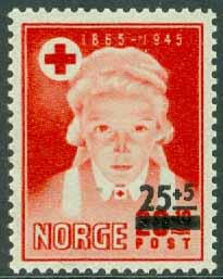 Norge – F  371 Rödakorssyster – Röda Korset 80 år, 1 kpl *
