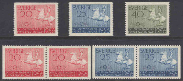 Sverige - F  478-480 Sport - Ryttarolympiaden i Stockholm 1956, 7 kpl **