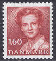 Danmark – F  772 Drottning Margrethe, Typ II, 1,60 kr brunröd **