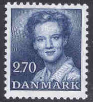 Danmark – F  781 Drottning Margrethe, Typ II, 2,70 kr mörkblå **