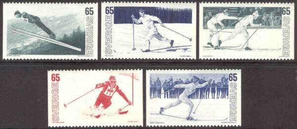 Sverige - F  853-857 VM på skidor, 5 kpl  **