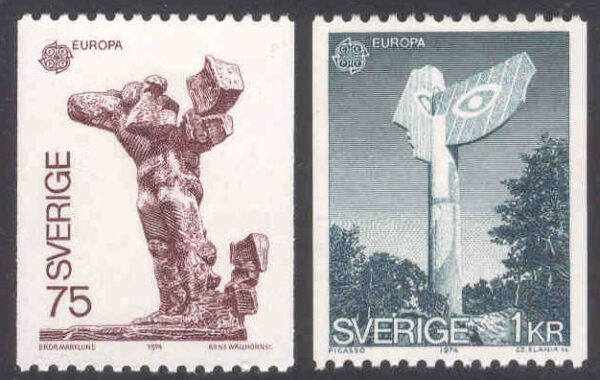 Sverige - F  867-868 Europa CEPT 1974, Skulpturkonst, 2 kpl **