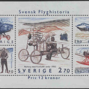 Sverige – F 1317-1321 (Bl 10) Svensk flyghistoria, block kpl **