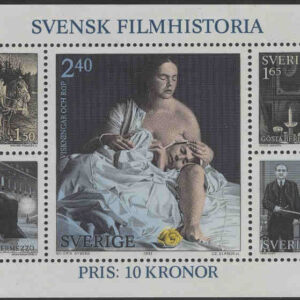 Sverige – F 1185-1189 (BL 7) Svensk filmhistoria, block kpl **
