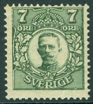 Sverige – F   80 Gustaf V i medaljong 7 öre **
